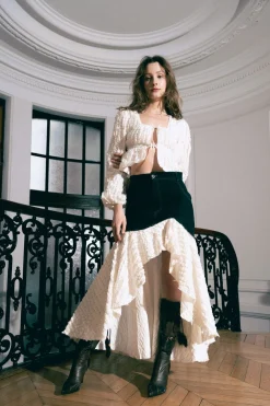 MaisonCléo Blouses|Tops>Blouse à manches longues en coton volanté JESSICA