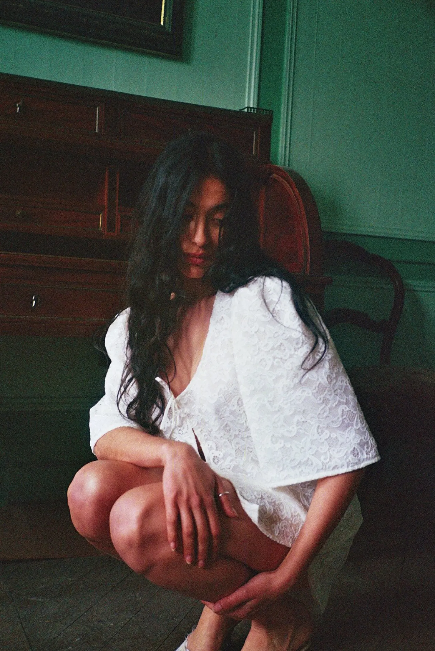 MaisonCléo Blouses|Tops>Blouse Agnes blanche en dentelle fleurie et soie