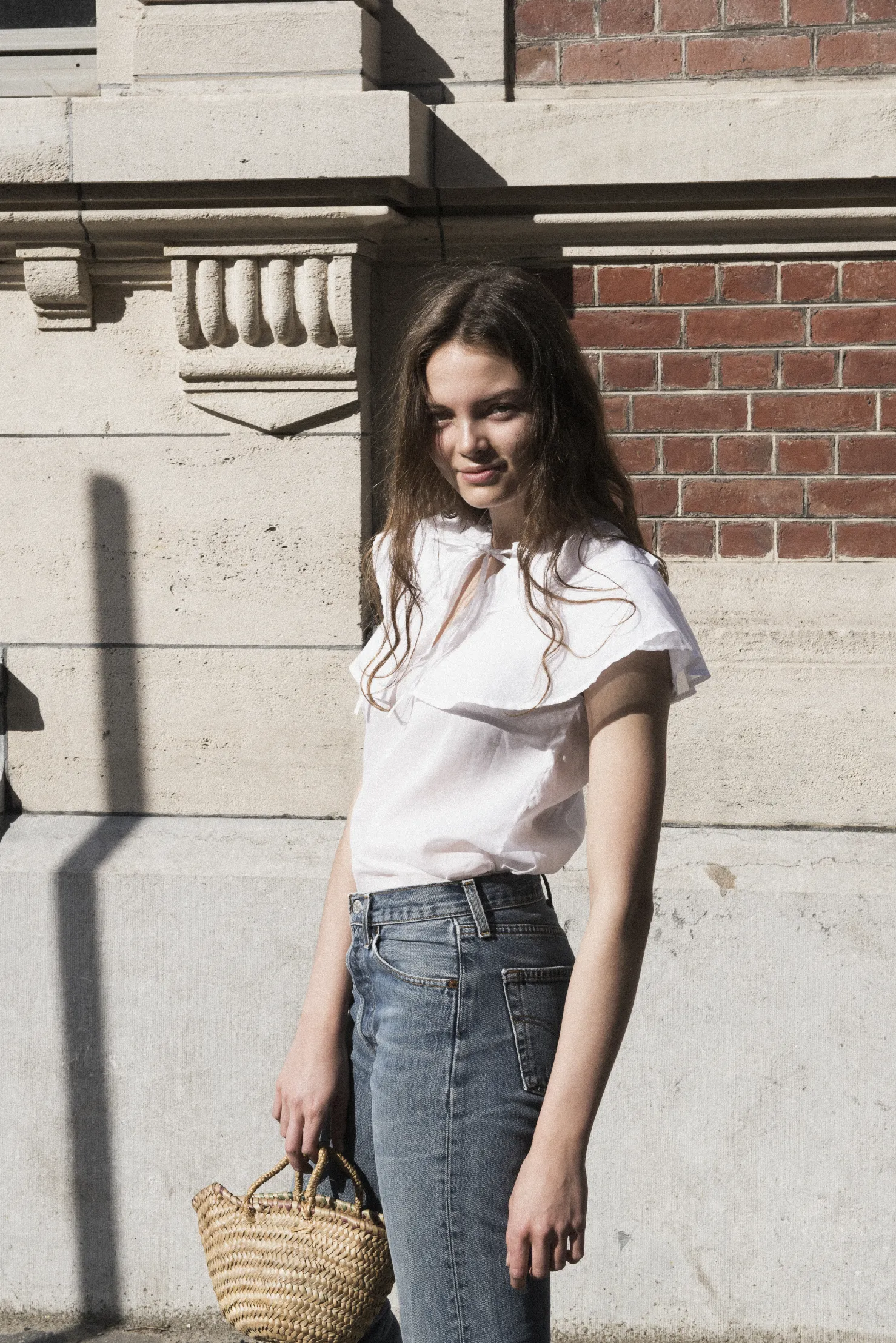 MaisonCléo Blouses>Blouse babydoll en coton blanc Lisa – Les prémices 3/4