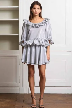 MaisonCléo Blouses>Blouse Delia argentée avec volants
