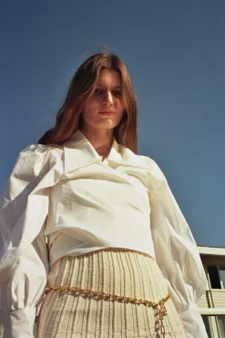 MaisonCléo Blouses>Blouse en coton blanc JULIE