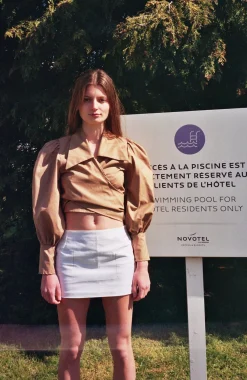MaisonCléo Blouses>Blouse en coton colorée JULIE