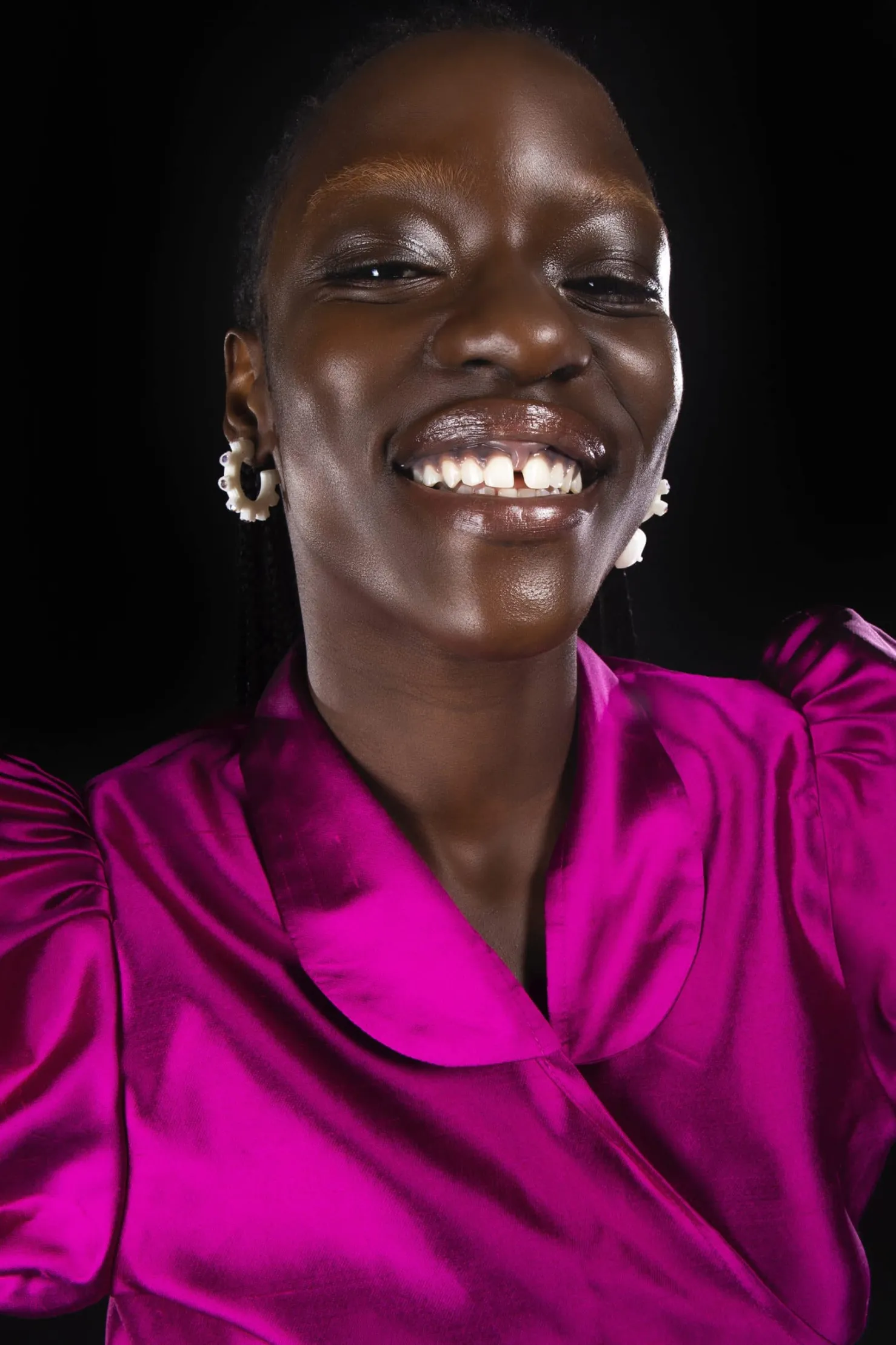 MaisonCléo Blouses>Blouse en soie sauvage fuchsia irisée ANITA