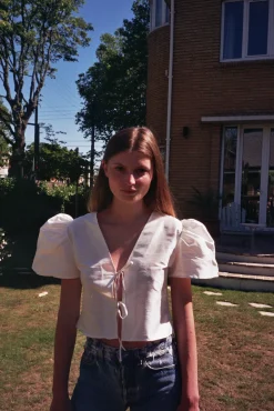 MaisonCléo Blouses>Blouse en soie sauvage ivoire VANESSA