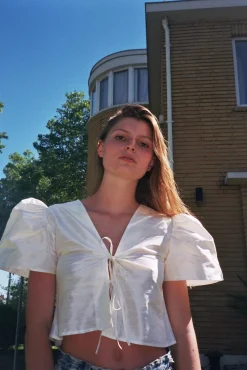 MaisonCléo Blouses>Blouse en soie sauvage ivoire VANESSA