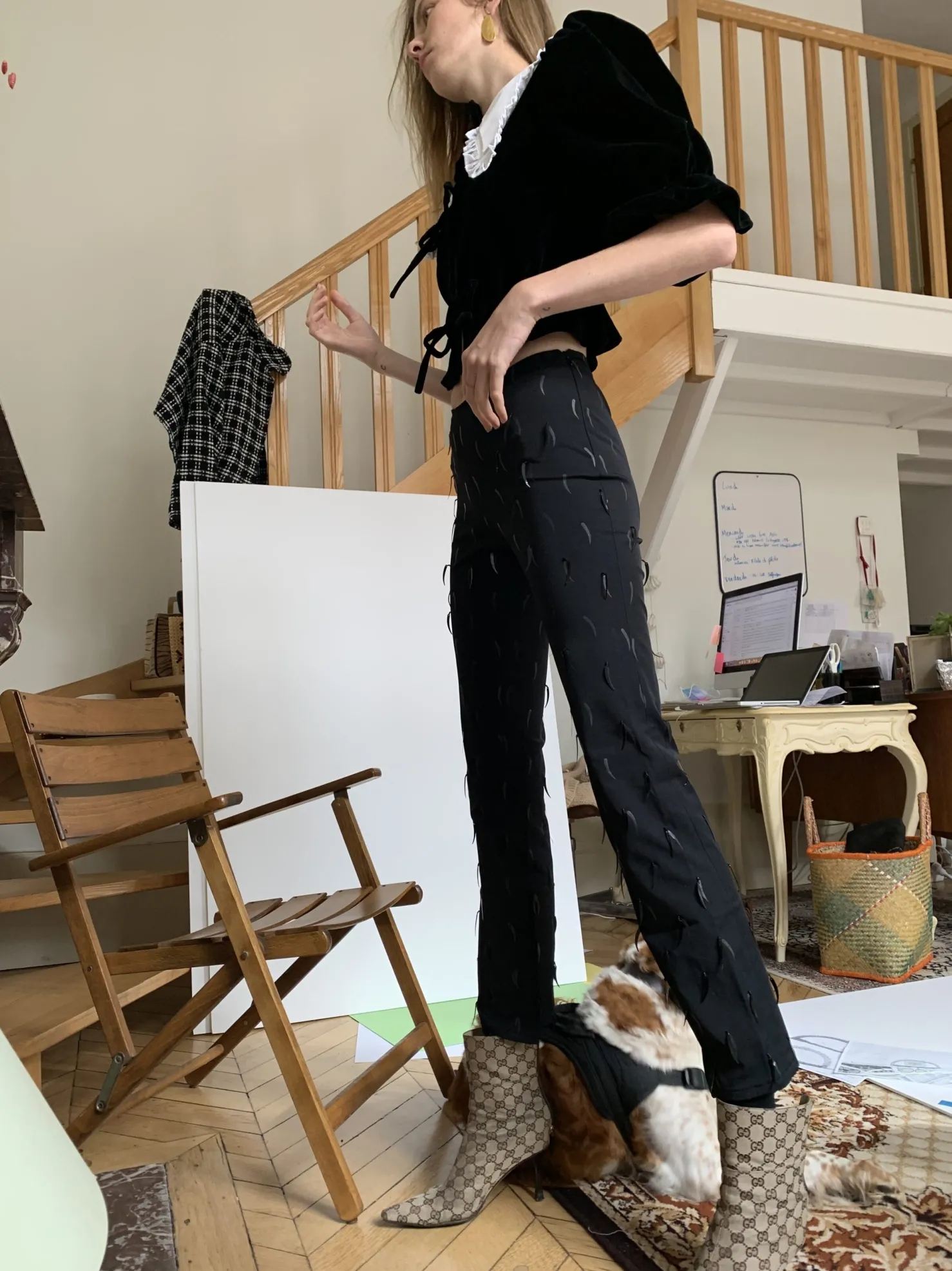 MaisonCléo Blouses>Blouse en velours de coton noir ANGELE