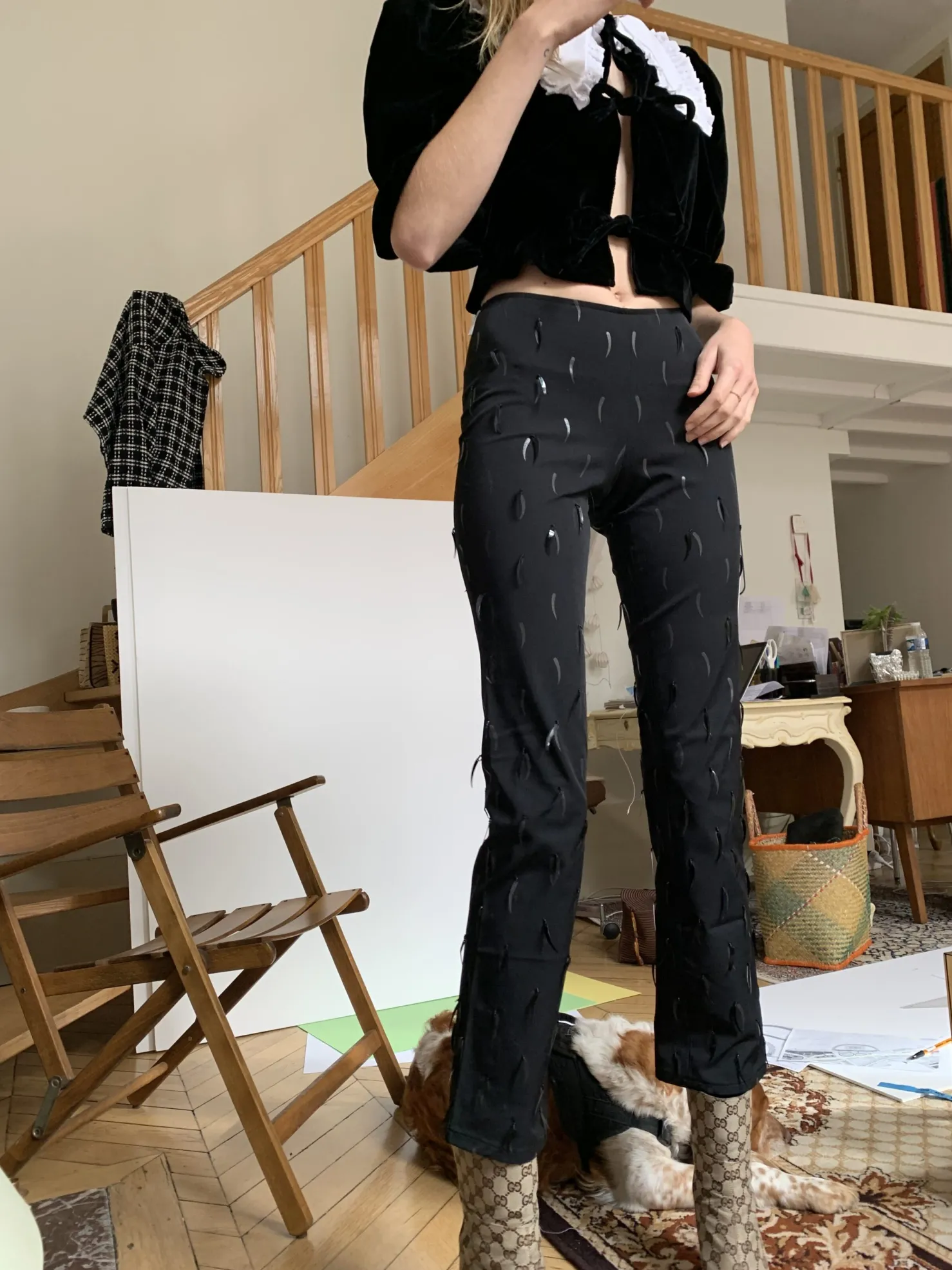 MaisonCléo Blouses>Blouse en velours de coton noir ANGELE