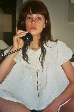 MaisonCléo Blouses>Blouse Gloria en soie ivoire texturée et reliéfée