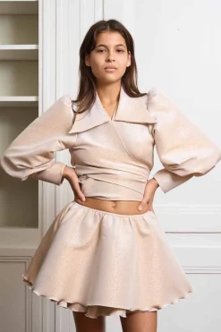 MaisonCléo Blouses>Blouse Julie en organza de soie opaque doré