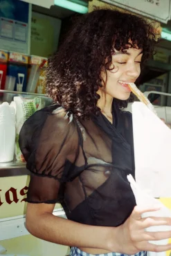 MaisonCléo Blouses>Blouse soie noire ANITA