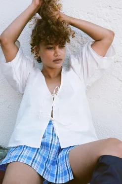MaisonCléo Blouses>Blouse soie sauvage ivoire AGNES