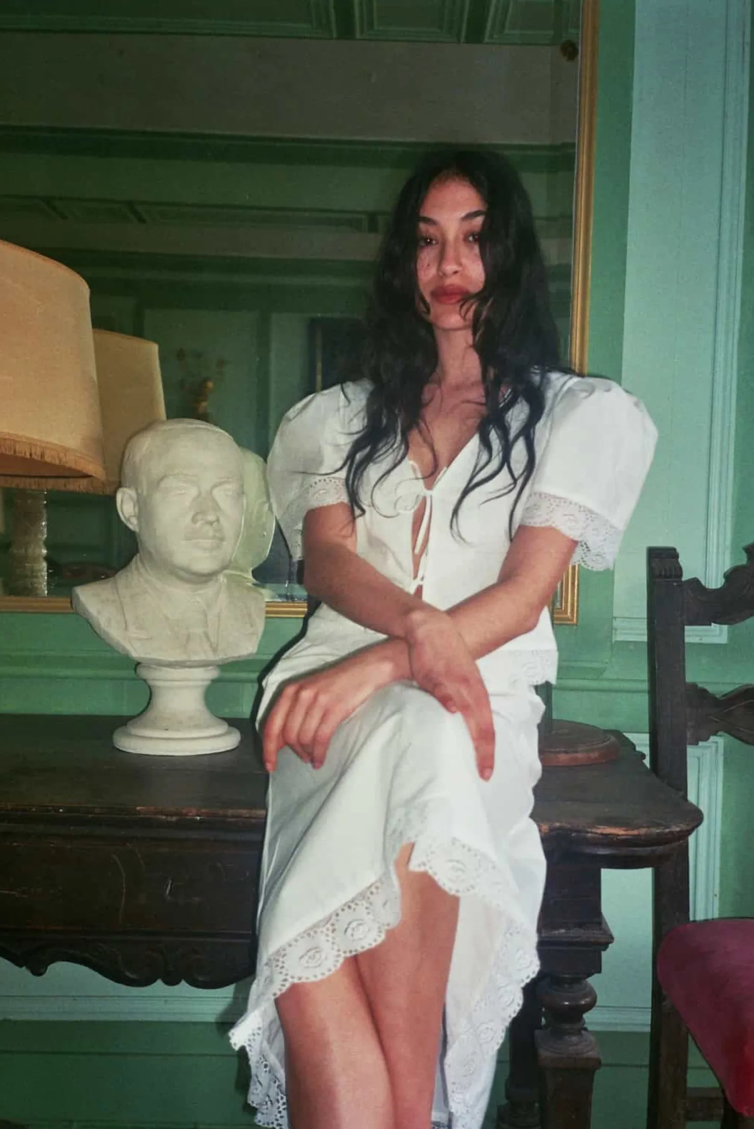 MaisonCléo Blouses|Tops>Blouse VANESSA en coton blanc avec grosses fleurs en dentelle