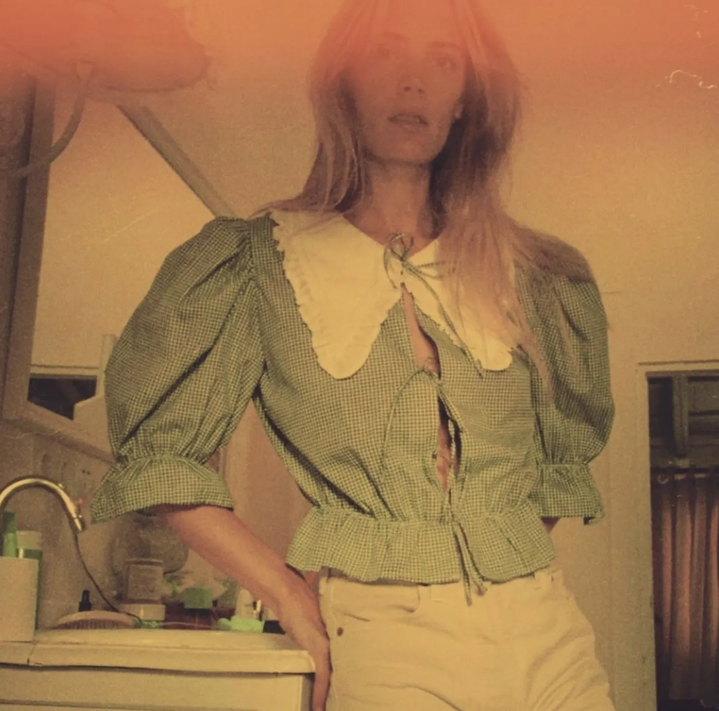 MaisonCléo Blouses>Blouse vichy bleu coton ANGELE