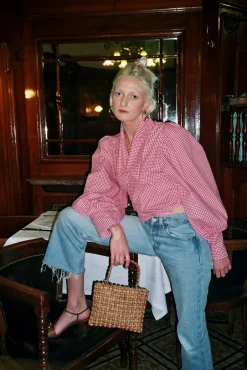 MaisonCléo Blouses>Blouse vichy rouge coton JULIE