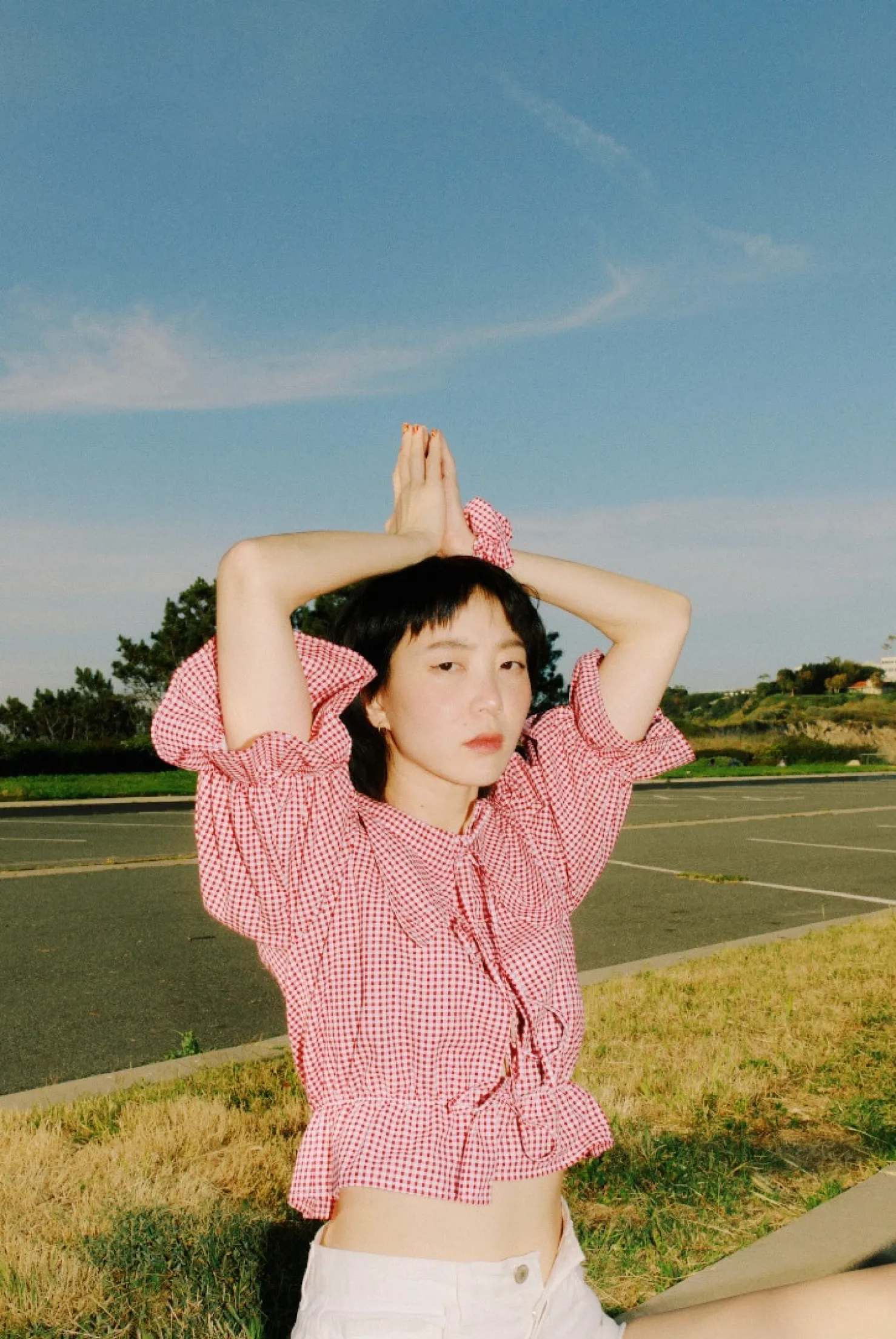 MaisonCléo Blouses>Blouse vichy rouge coton ANGELE