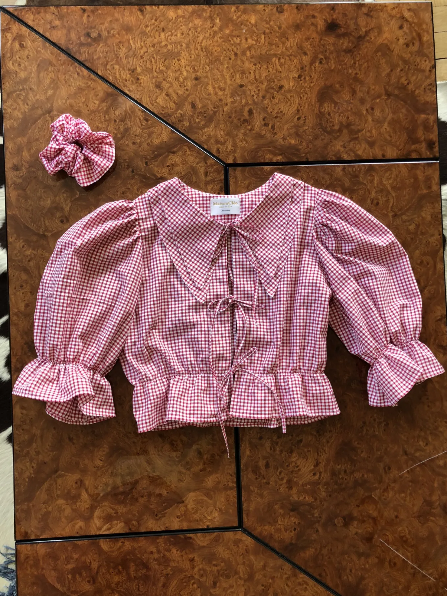 MaisonCléo Blouses>Blouse vichy rouge coton ANGELE