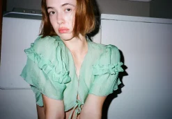 MaisonCléo Blouses>Boléro soie bleu CHANTAL
