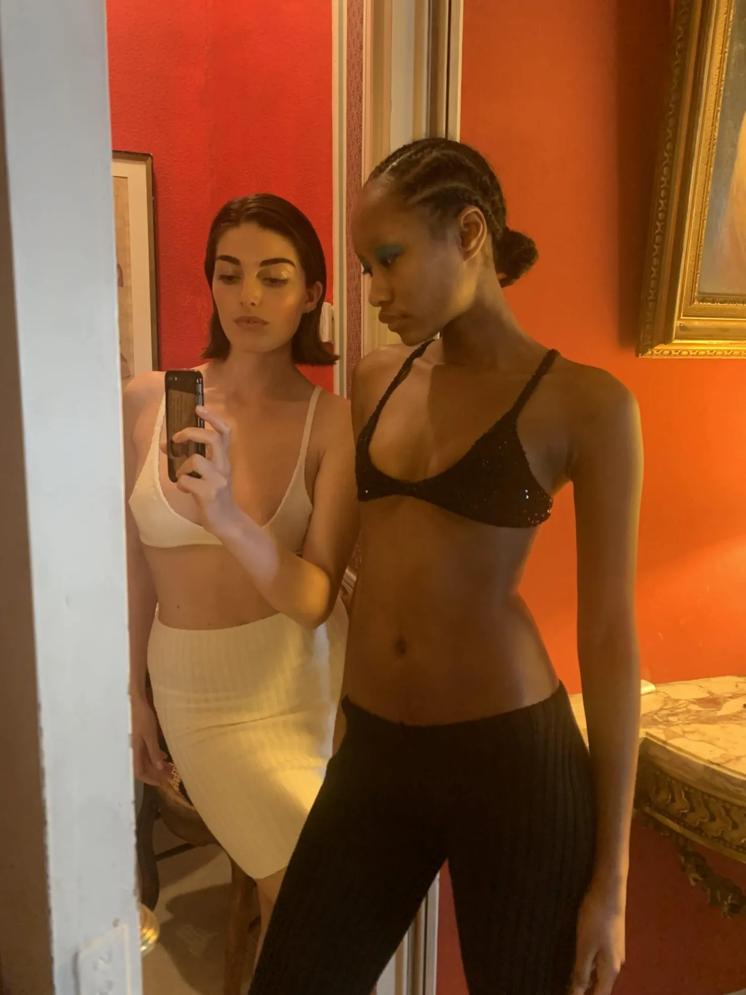 MaisonCléo Mailles|Tops>Brassière à sequins noirs tricotée LARA
