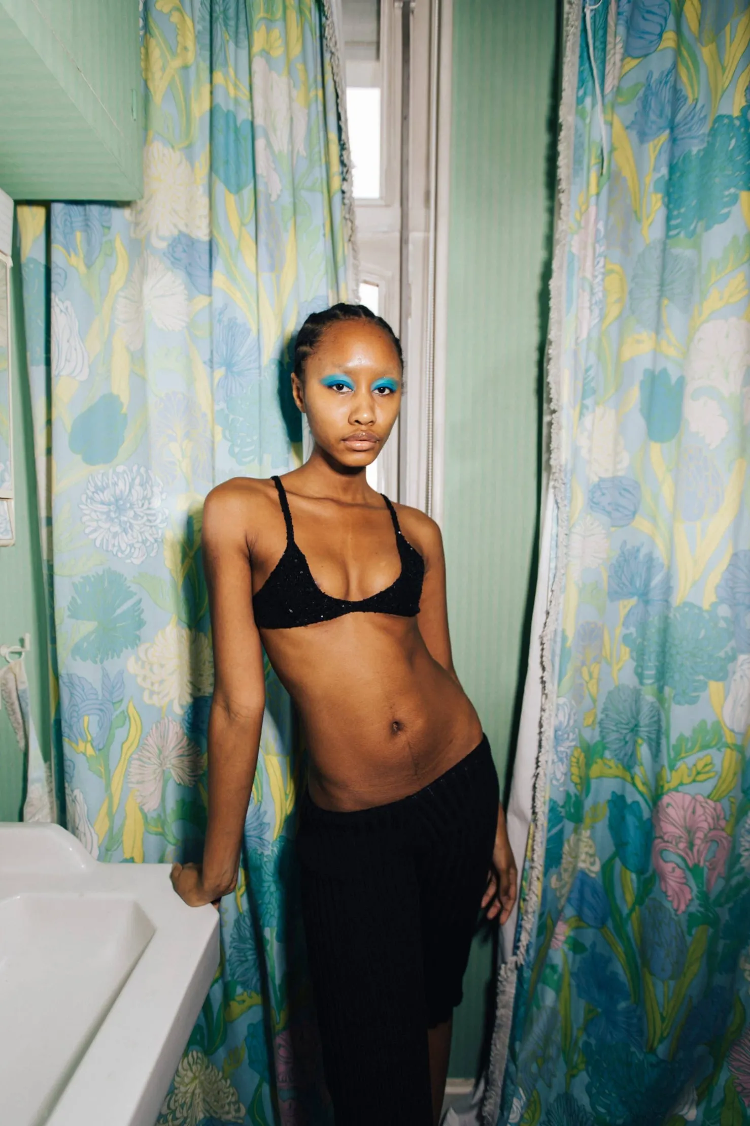 MaisonCléo Mailles|Tops>Brassière à sequins noirs tricotée LARA