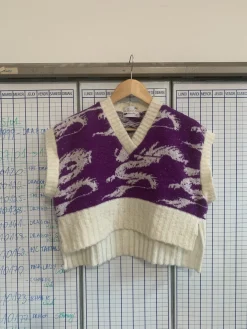 MaisonCléo Mailles>Cardigan tricoté en laine oversize violet DRAGON