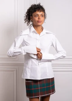 MaisonCléo Blouses>Chemise manches longues en coton blanc Cléo