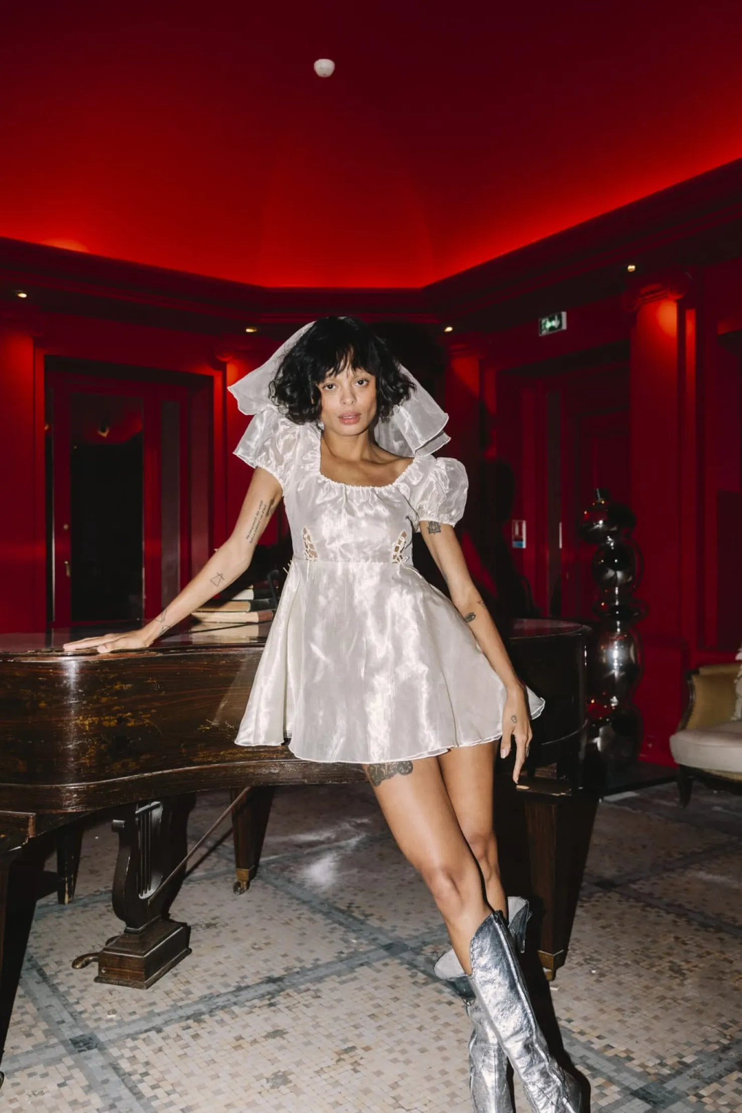 MaisonCléo Robes>COUP DE FOUDRE défilé – Robe babydoll en organza de soie crème
