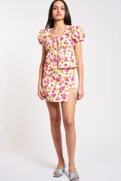 MaisonCléo Jupes>COUP DE FOUDRE II – Mini jupe fleurie en coton SOPHIA