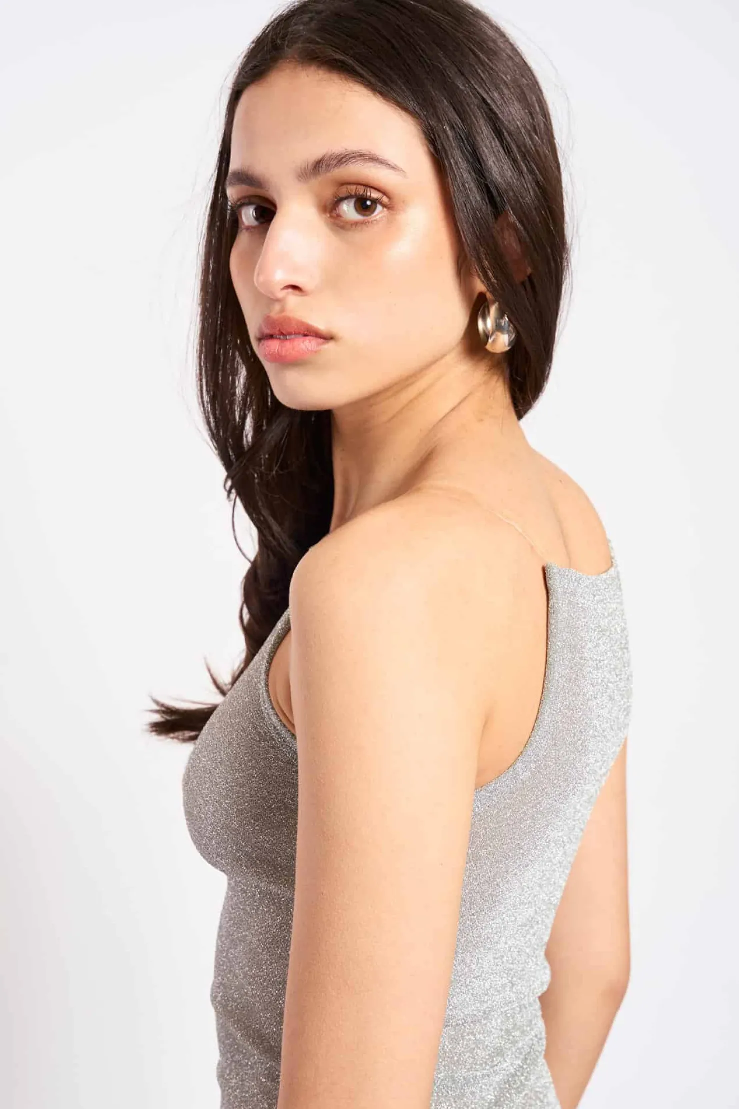 MaisonCléo Robes>COUP DE FOUDRE II – Robe mini légèrement transparente à paillettes argentées gris foncé