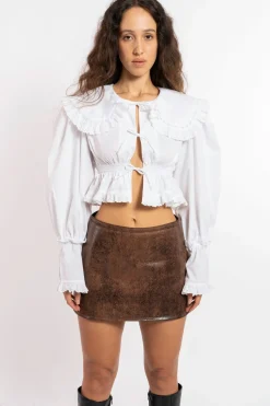 MaisonCléo Blouses|Tops>FW22 RUNWAY LOOK 8 – Blouse en coton blanc avec col rond DIANA