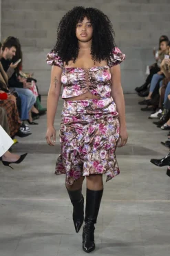 MaisonCléo Jupes>FW22 RUNWAY LOOK 12 – Jupe mi-longue froncée en soie fleurie CHACHA