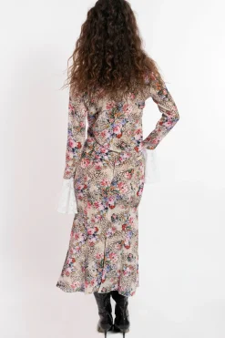 MaisonCléo Jupes>FW22 RUNWAY LOOK 31 – Jupe mi-longue asymétrique à motif fleuri et léopard en soie STACIE