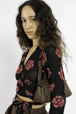 MaisonCléo Sacs>FW22 RUNWAY LOOK 3 – Sac baguette en faux cuir vieilli marron EMMANUELLE