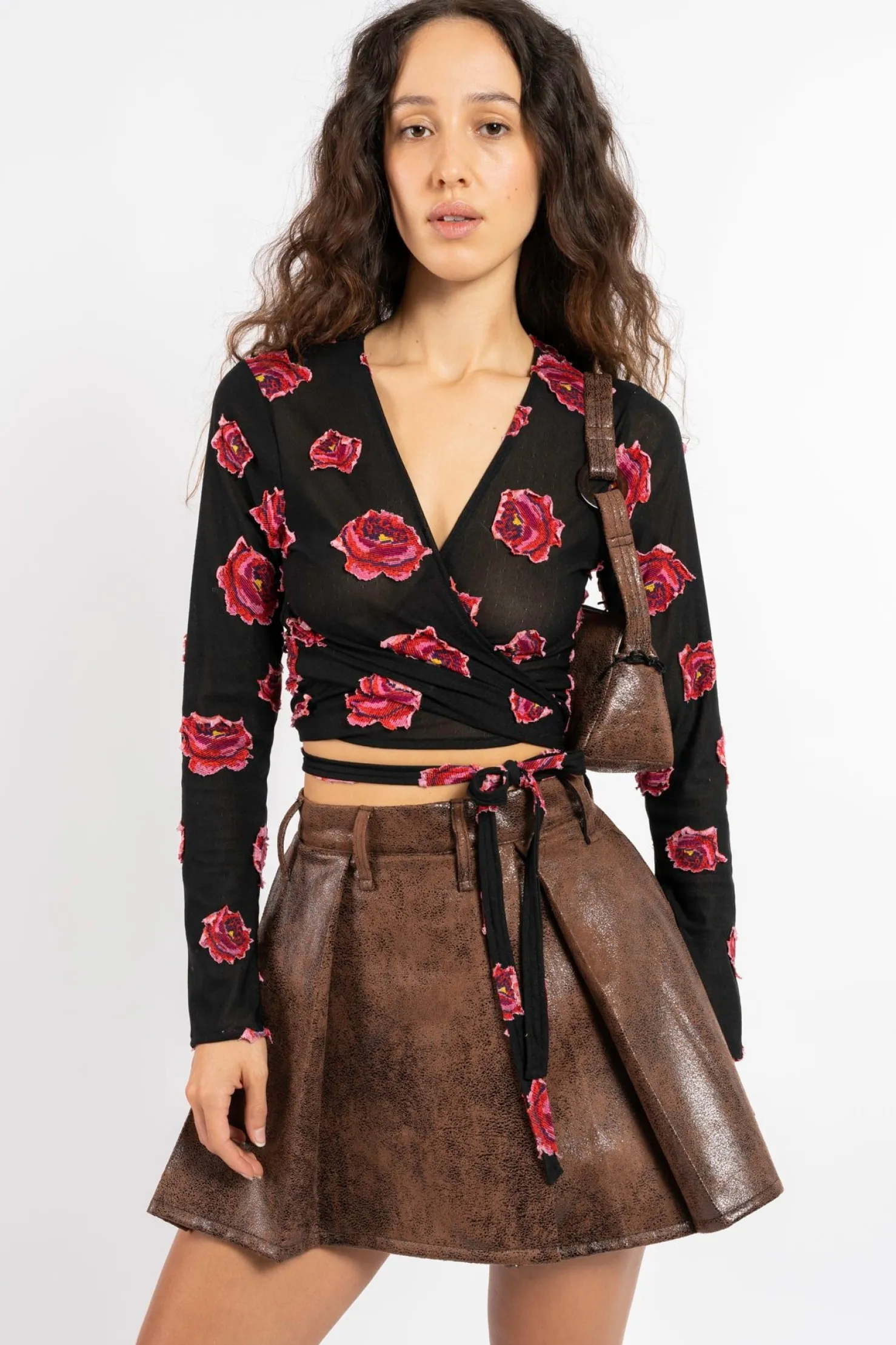 MaisonCléo Sacs>FW22 RUNWAY LOOK 3 – Sac baguette en faux cuir vieilli marron EMMANUELLE