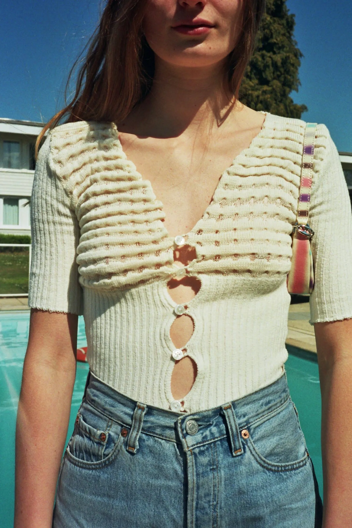MaisonCléo Cardigans|Mailles>Gilet tricoté texturé en coton organique LORE