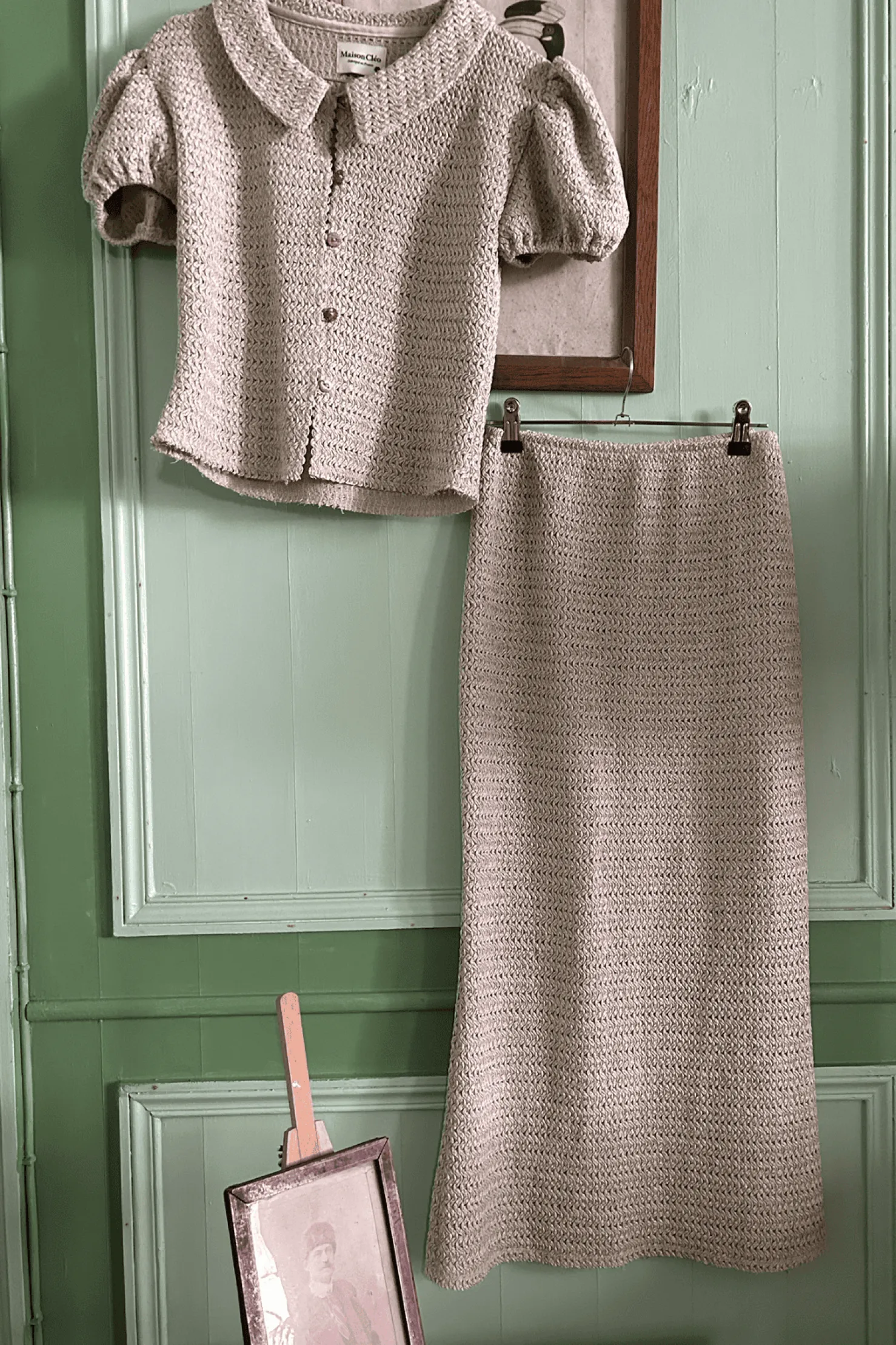 MaisonCléo Jupes>Jupe en raffia beige longue sirène MANUELA