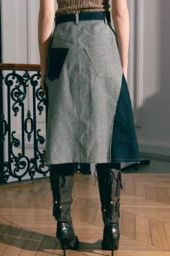 MaisonCléo Jupes>Jupe mi longue en denim bicolore TYRA