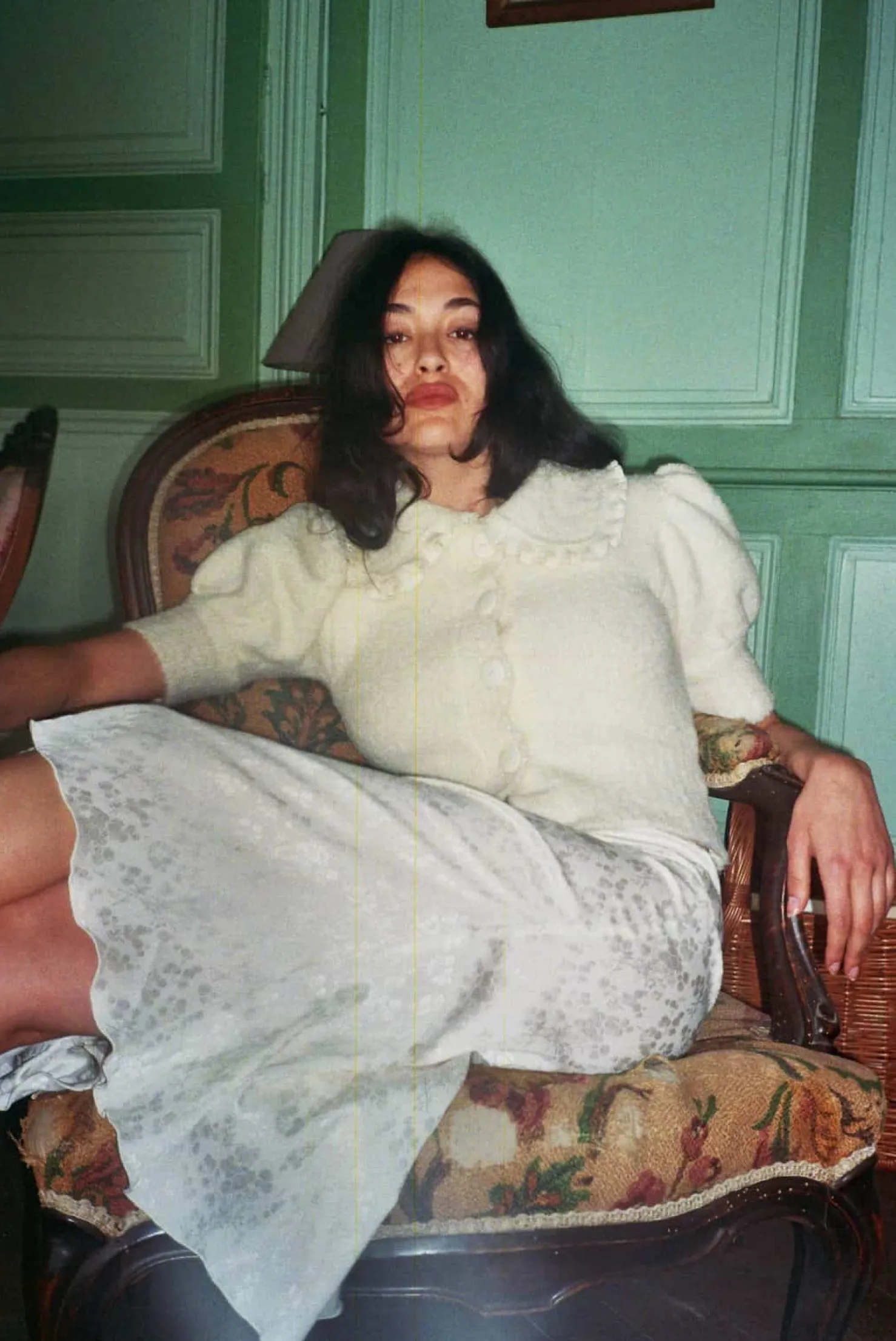 MaisonCléo Jupes>Jupe mi-longue en soie ivoire fleurie évasée ISABEL