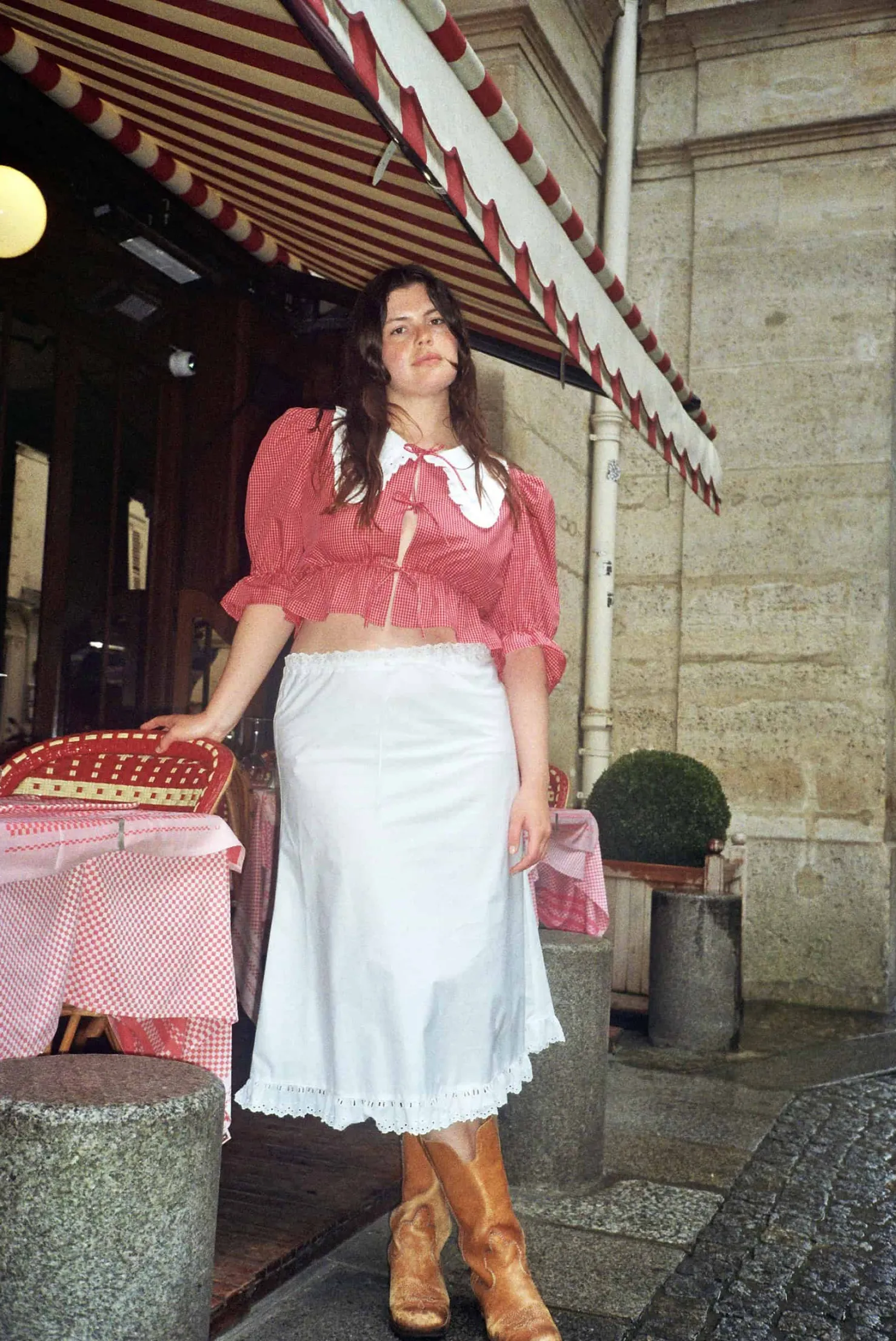 MaisonCléo Jupes>Jupe mi-longue évasée en coton blanc et broderie anglaise