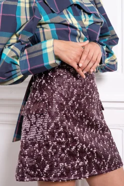 MaisonCléo Jupes>Jupe prune effet tweed texturé SOPHIA