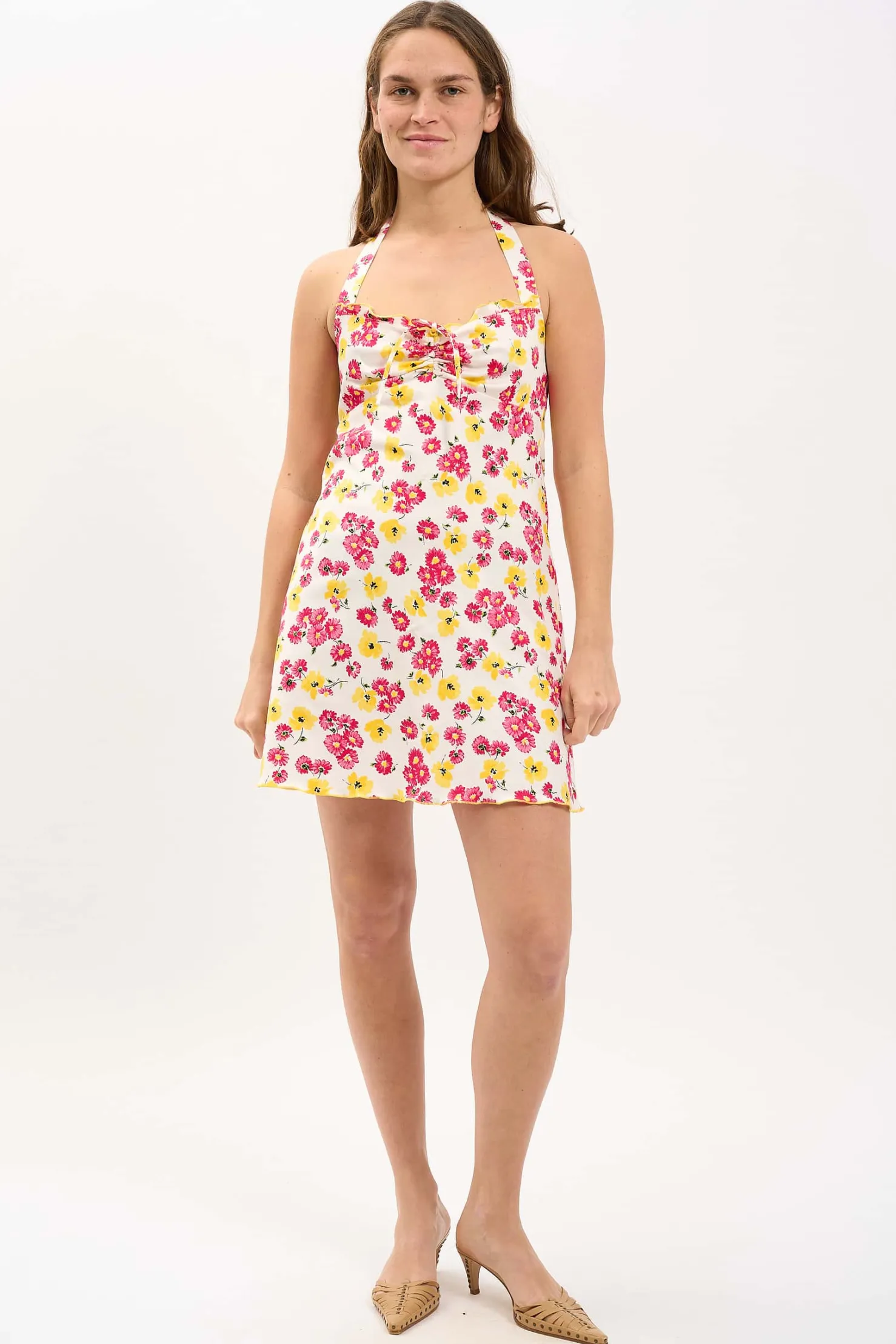 MaisonCléo Robes>LA BADOULE – Robe dos nu MARTINE en coton fleurs multi évasée