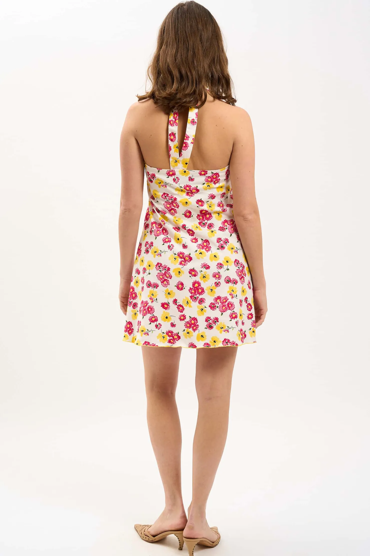MaisonCléo Robes>LA BADOULE – Robe dos nu MARTINE en coton fleurs multi évasée