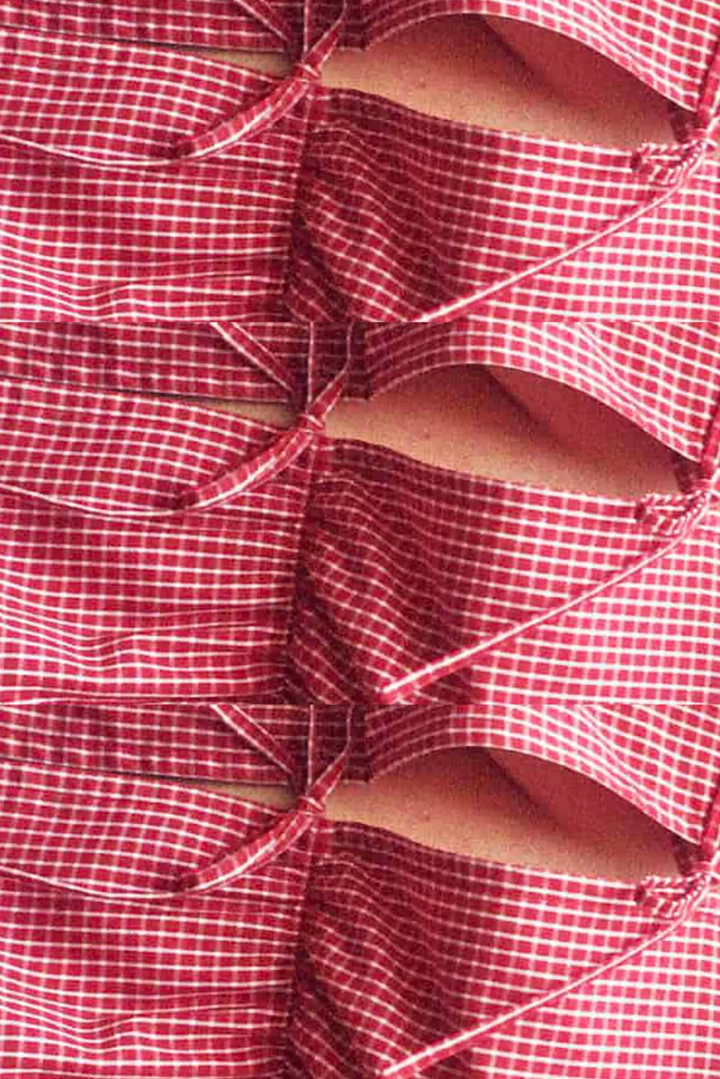 MaisonCléo Blouses>LA BADOULE LOOK 11 – Blouse AVA en coton rouge à carreaux avec broderies anglaise