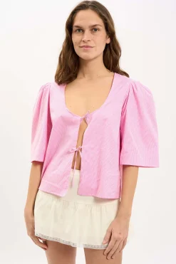 MaisonCléo Blouses>LA BADOULE LOOK 22 – Blouse Agnes en coton vichy rose