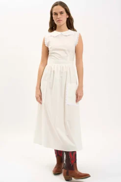 MaisonCléo Robes>LA BADOULE LOOK 19 – Robe col Claudine INES en coton blanc et broderie anglaise