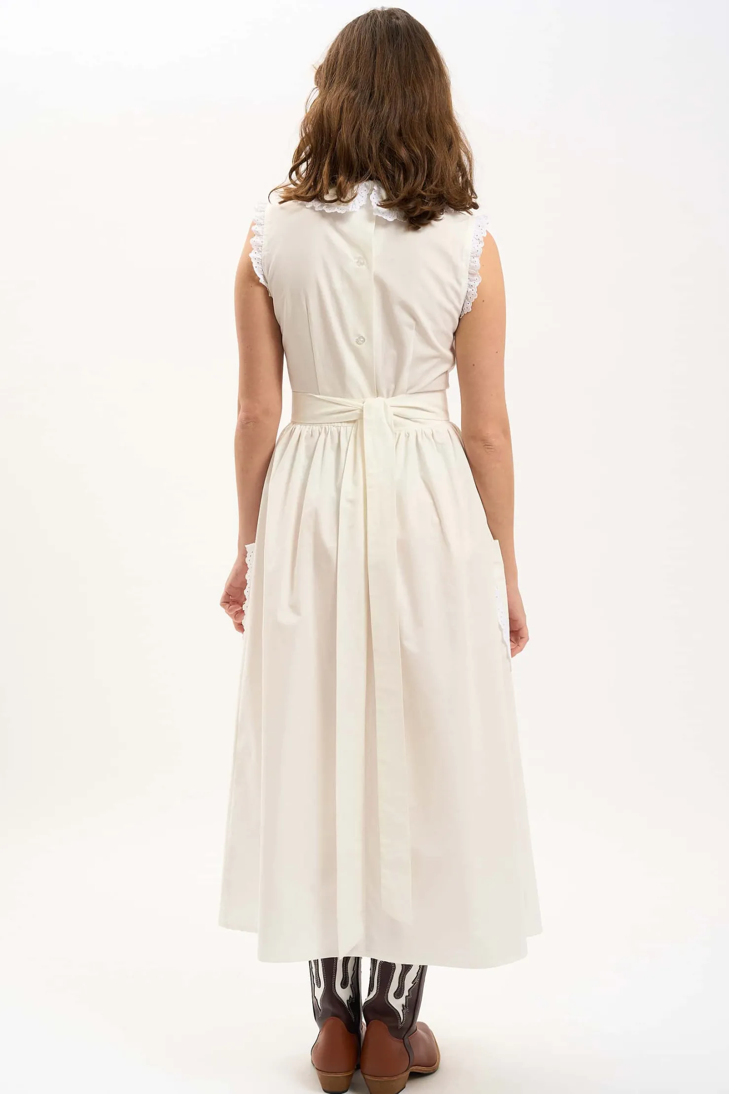 MaisonCléo Robes>LA BADOULE LOOK 19 – Robe col Claudine INES en coton blanc et broderie anglaise
