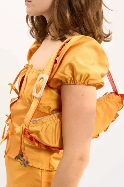 MaisonCléo Sacs>LA BADOULE LOOK 4 – Sac LA BADOULE en soie jus d&rsquo;orange volanté