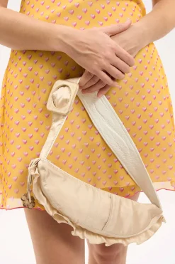MaisonCléo Sacs>LA BADOULE LOOK 6 – Sac LA BADOULE en soie irisé beige volanté