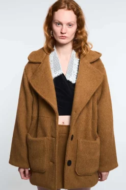 MaisonCléo Vestes / Manteaux>LA POUPETTE DÉFILÉ LOOK 5 – Manteau en laine épaisse ARGANE marron camel