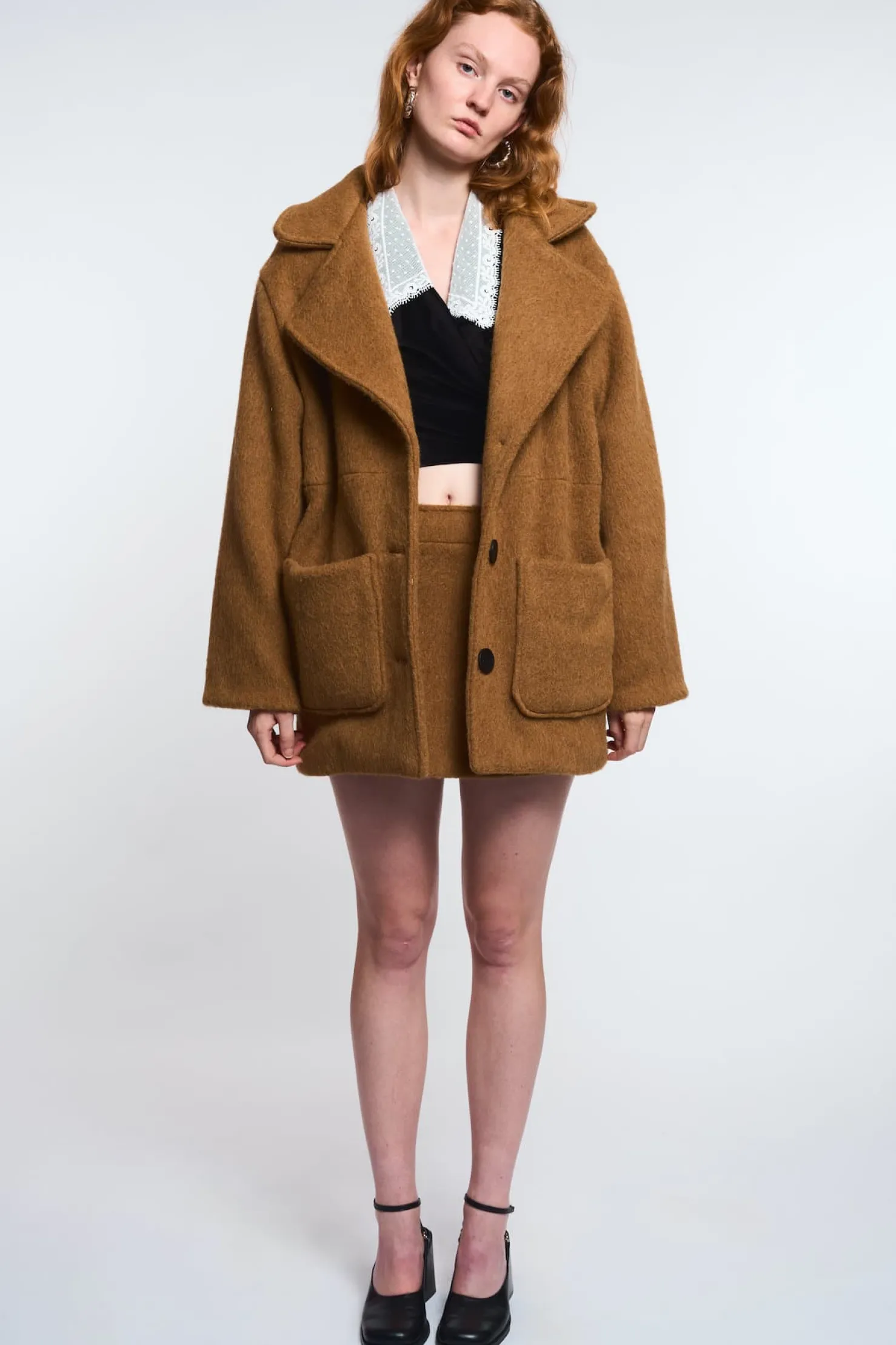 MaisonCléo Vestes / Manteaux>LA POUPETTE DÉFILÉ LOOK 5 – Manteau en laine épaisse ARGANE marron camel