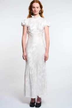 MaisonCléo Robes>LA POUPETTE DÉFILÉ LOOK 33 – Robe longue romantique MORANE en soie imprimé fleuri